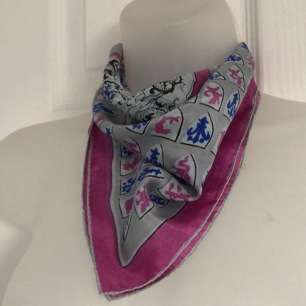 Symphony Pink and Blue Shield Pattern Scarf Bandana VTG